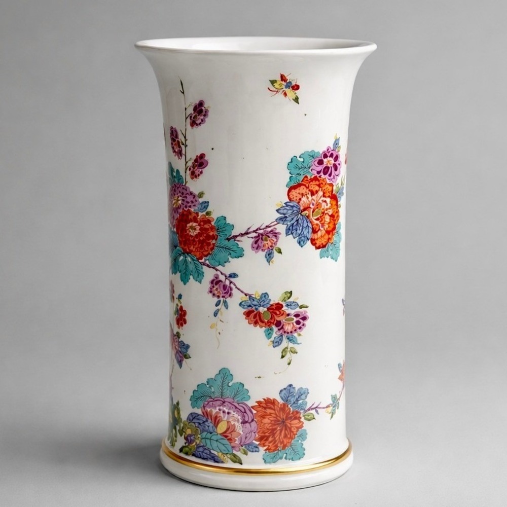 Lenox Saxony Vase Smithsonian Meissen Reproduction 11" White Floral Gold USA